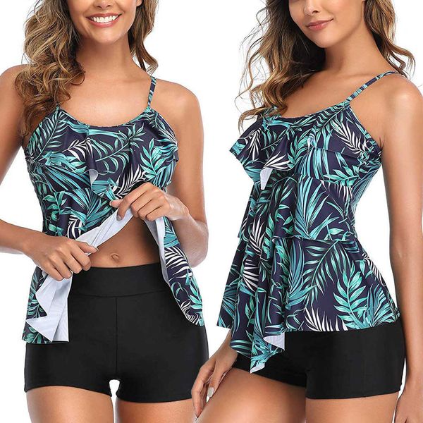 #z40 swimwear set ruffles blue leaf print tankini women's swimsuits push up bikini 2020 bathing suit women biquini, White;black
#z40 swimwear set ruffles blue leaf print tankini women's swimsuits push up bikini 2020 bathing suit women biquini, White;black