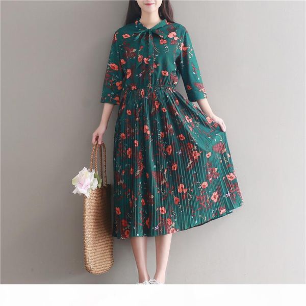 vintage retro green floral print long dress 2018 new spring summer women flowers pleated chiffon dresses, Black;gray
vintage retro green floral print long dress 2018 new spring summer women flowers pleated chiffon dresses, Black;gray