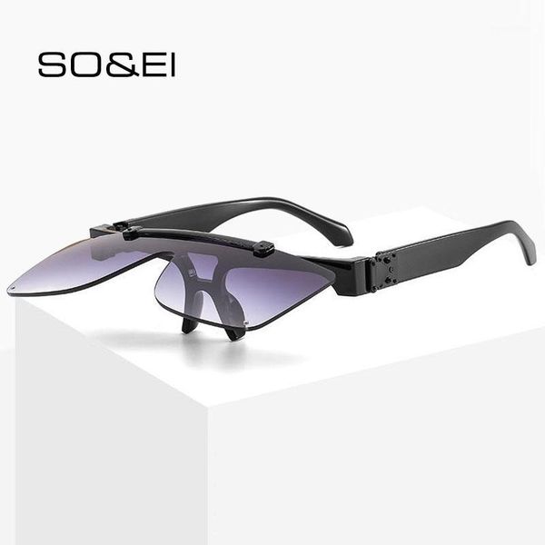 so&ei oversized punk one piece flip lens square sunglasses men brand designer fashion rimless women sun glasses shades uv4001, White;black
so&ei oversized punk one piece flip lens square sunglasses men brand designer fashion rimless women sun glasses shades uv4001, White;black