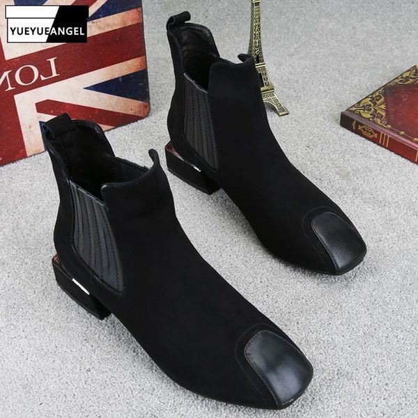 boots fashion square toe slip on women leather patchwork suede short british autumn winter low heel female casual high top, Black
boots fashion square toe slip on women leather patchwork suede short british autumn winter low heel female casual high top, Black