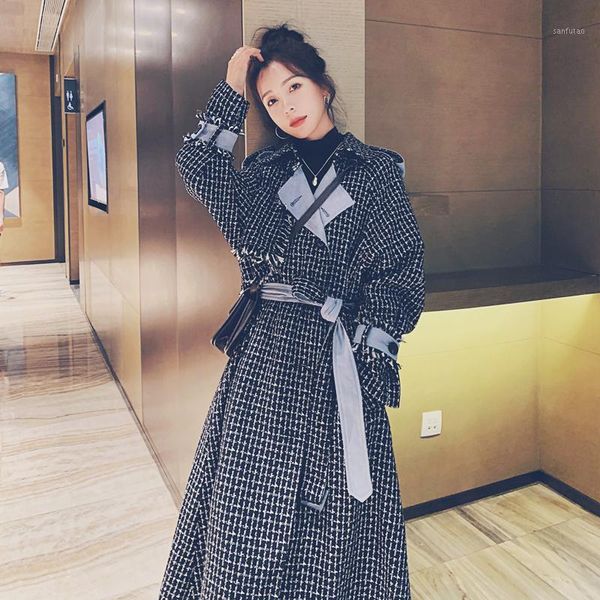 autumn winter women fashion slim splice tassel belted long trench woolen coat female korean elegant windbreaker overcoat 20201, Black
autumn winter women fashion slim splice tassel belted long trench woolen coat female korean elegant windbreaker overcoat 20201, Black