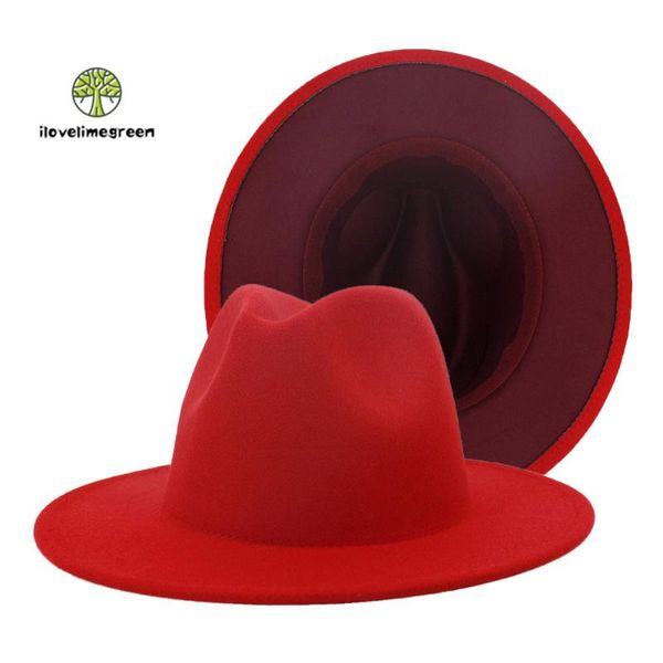 wide brim hats wine red patchwork woolen felt fedora hat for women men elegant fall winter jazz panama, Blue;gray
wide brim hats wine red patchwork woolen felt fedora hat for women men elegant fall winter jazz panama, Blue;gray