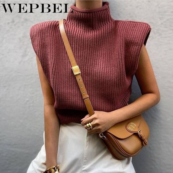 wepbel women autumn winter thick loose knitted pullover sweater ladies sleeveless with shoulder pad turtleneck knitwear outwear, White;black
wepbel women autumn winter thick loose knitted pullover sweater ladies sleeveless with shoulder pad turtleneck knitwear outwear, White;black