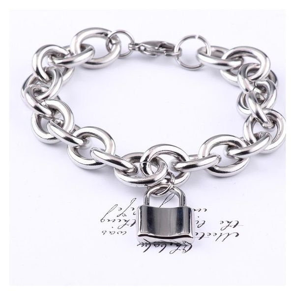 lock bracelet for women chain on hand stainless steel fashion couples bracelets hip hop rock silver bracelet jewelry wholesale1, Black
lock bracelet for women chain on hand stainless steel fashion couples bracelets hip hop rock silver bracelet jewelry wholesale1, Black