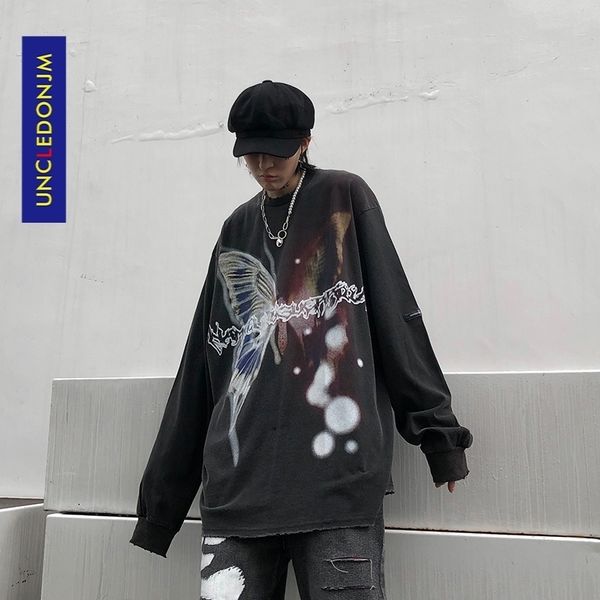 uncledonjm butterfly long-sleeved t-shirt men's fashion brand hip-hop high street fashion retro damaged t-shirt 201202, White;black
uncledonjm butterfly long-sleeved t-shirt men's fashion brand hip-hop high street fashion retro damaged t-shirt 201202, White;black