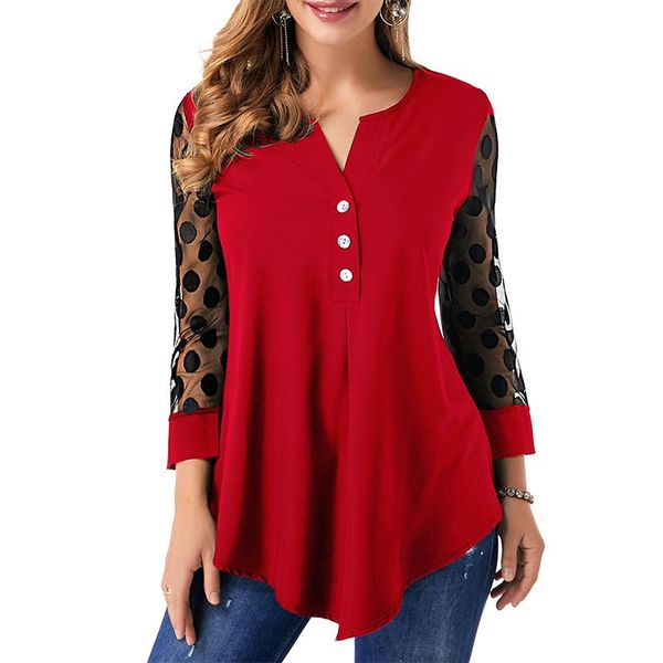 vicabo mesh sheer stitching women shirts v neck three quarter skeeve buttons office lady irregular blouses plus size, White
vicabo mesh sheer stitching women shirts v neck three quarter skeeve buttons office lady irregular blouses plus size, White