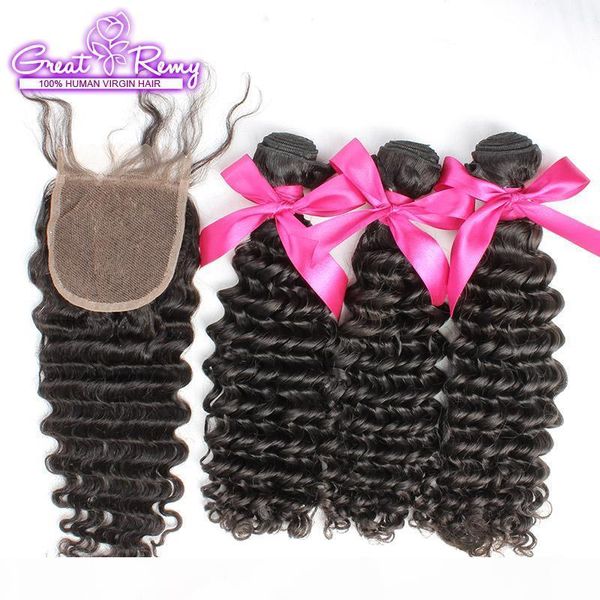 greatremy 100% unprocessed brazilian virgin human hair extensions deep wave hair wefts with lace closure 4"x4" full head 4pcs natu, Black
greatremy 100% unprocessed brazilian virgin human hair extensions deep wave hair wefts with lace closure 4"x4" full head 4pcs natu, Black