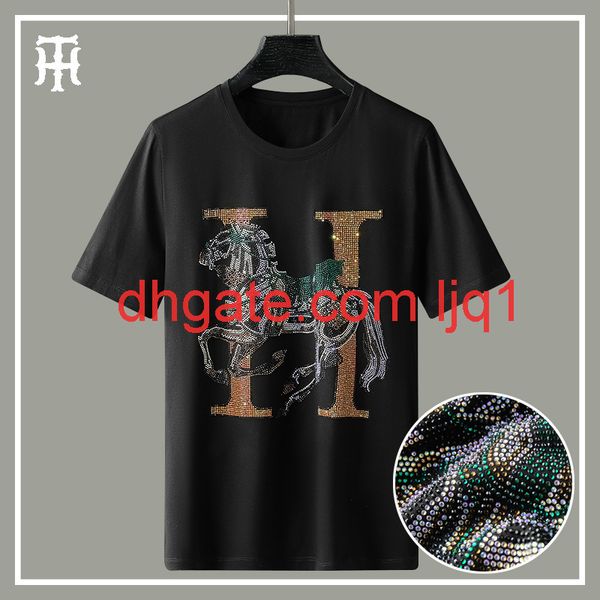 short sleeve men's trendy brand h horse drill mercerized cotton t-shirt 2021 spring summer european men's t-shirt, White;black
short sleeve men's trendy brand h horse drill mercerized cotton t-shirt 2021 spring summer european men's t-shirt, White;black