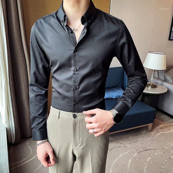 2021 embroidery mens shirts long sleeve casual slim formal dress shirts solid color business streetwear social blouse clothing1, White;black
2021 embroidery mens shirts long sleeve casual slim formal dress shirts solid color business streetwear social blouse clothing1, White;black