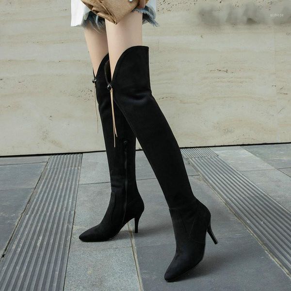 boots deat 2021 autumn winter fashion casual solid color high heels slim pointed elastic long shoes women sg2821, Black
boots deat 2021 autumn winter fashion casual solid color high heels slim pointed elastic long shoes women sg2821, Black