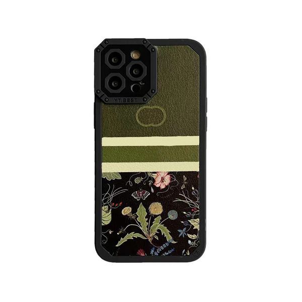 

Designer Phone Cases For IPhone 13 12 11 Pro Max Xs Sr X Phone Case Fashion Leather Smartphone Case Classic Letter Flower Print, Green