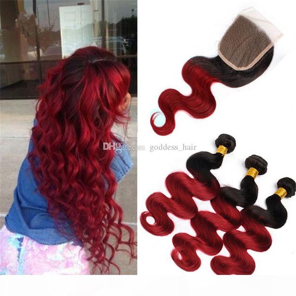 ombre #1b red hair weaves with lace closure two tone 9a brazilian body wave human hair bundles with lace closure 4x4 part, Black
ombre #1b red hair weaves with lace closure two tone 9a brazilian body wave human hair bundles with lace closure 4x4 part, Black