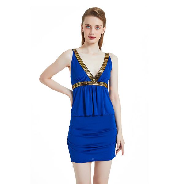 women's clean color waist dress large v-neck sleeveless hip skirt, White
women's clean color waist dress large v-neck sleeveless hip skirt, White