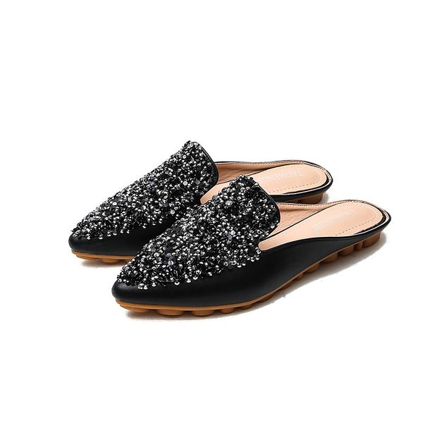 2021 new baotou summer woman's fashionable water drill sequins pointed to muller flat lacy shoes women's sandals slippers w0ov, Black
2021 new baotou summer woman's fashionable water drill sequins pointed to muller flat lacy shoes women's sandals slippers w0ov, Black