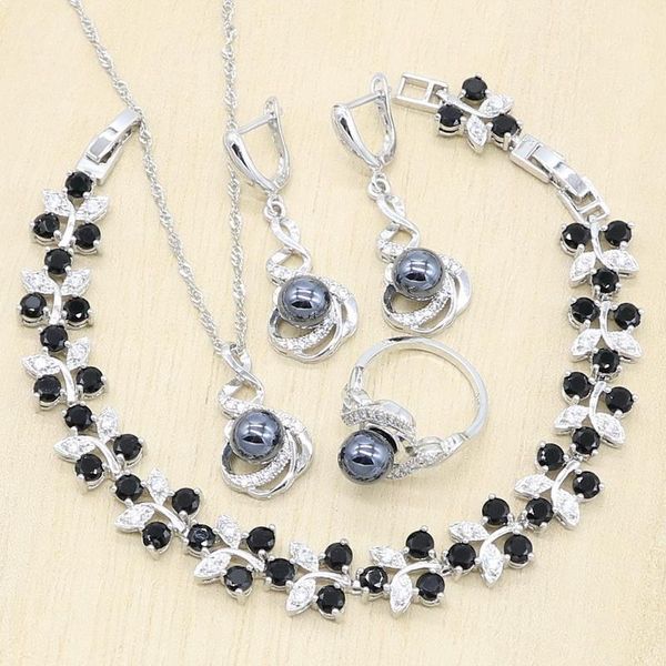 black pearl silver color necklace pendant earrings ring jewelry sets for women zircon bracelet birthday gift
black pearl silver color necklace pendant earrings ring jewelry sets for women zircon bracelet birthday gift