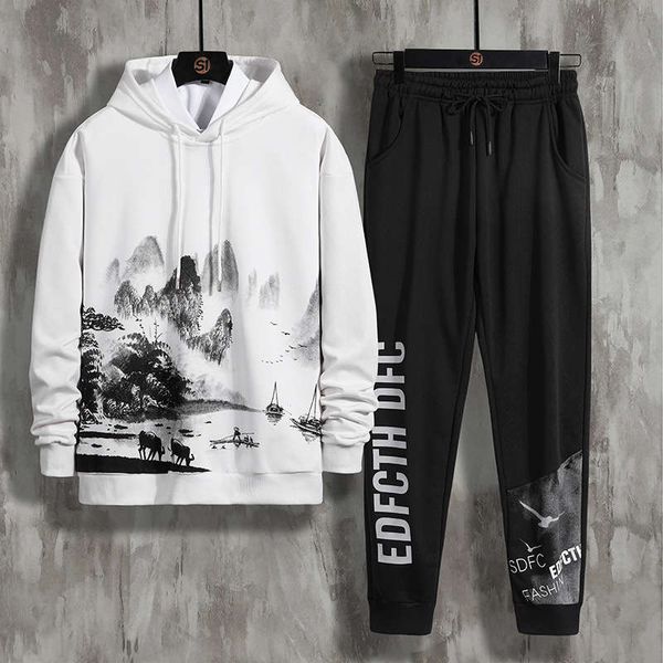 men's casual autumn student loose sportswear hoodie two piece suit youth clothing trend, Gray
men's casual autumn student loose sportswear hoodie two piece suit youth clothing trend, Gray