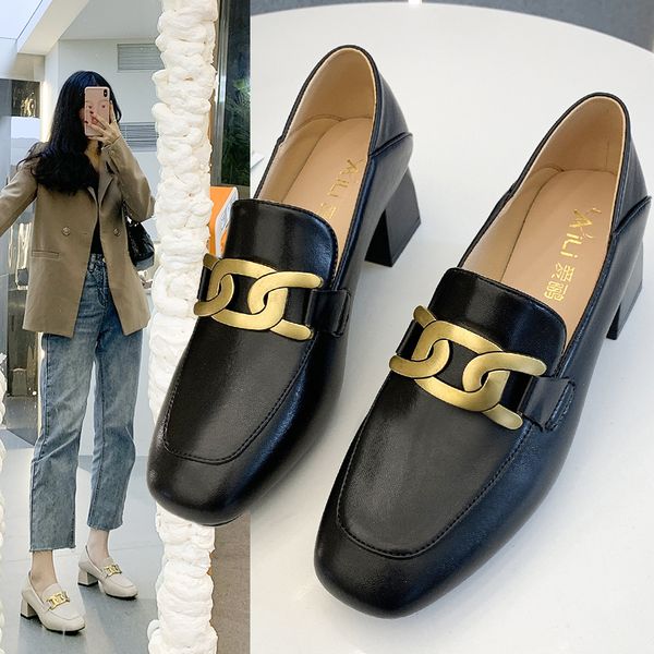 women loafers high heels dress shoes metal slip on shoes for ladies square toe pumps ol office square heels boat shoes 9314n, Black
women loafers high heels dress shoes metal slip on shoes for ladies square toe pumps ol office square heels boat shoes 9314n, Black