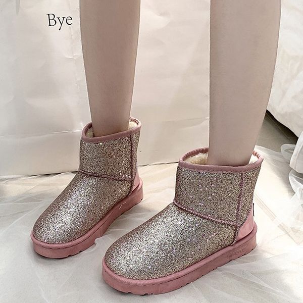 gleaming sequins thick snowshoes teddy comfortable low heels winter ankle women slithering in platform shoes, Black
gleaming sequins thick snowshoes teddy comfortable low heels winter ankle women slithering in platform shoes, Black