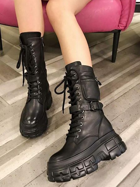 thick sole women boots 2021 fashion genuine leather pocket boots woman belt buckle pockets high female motorcyle, Black
thick sole women boots 2021 fashion genuine leather pocket boots woman belt buckle pockets high female motorcyle, Black