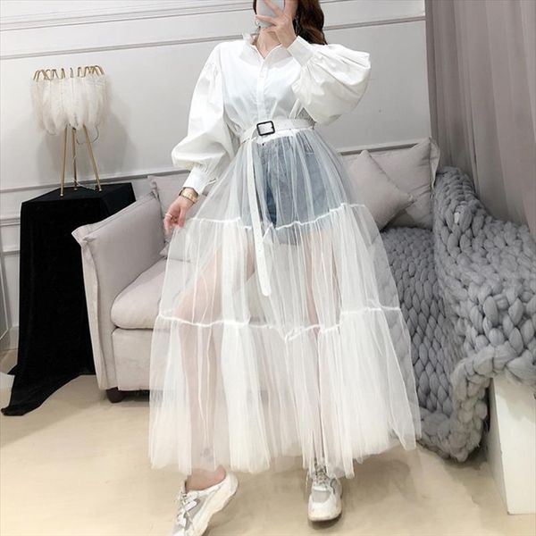 new fashion 2020 summer autumn stand neck lantern sleeve mesh single breasted belt overknee loose dress women w356, Black;gray
new fashion 2020 summer autumn stand neck lantern sleeve mesh single breasted belt overknee loose dress women w356, Black;gray