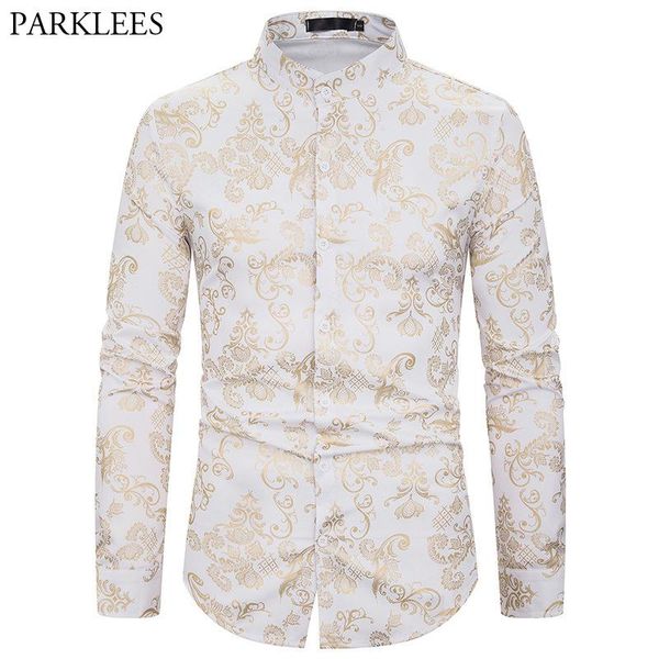 mens golden floral luxury design slim fit long sleeve button down flowered printed stylish white dress shirts party weeing shirt, White;black
mens golden floral luxury design slim fit long sleeve button down flowered printed stylish white dress shirts party weeing shirt, White;black