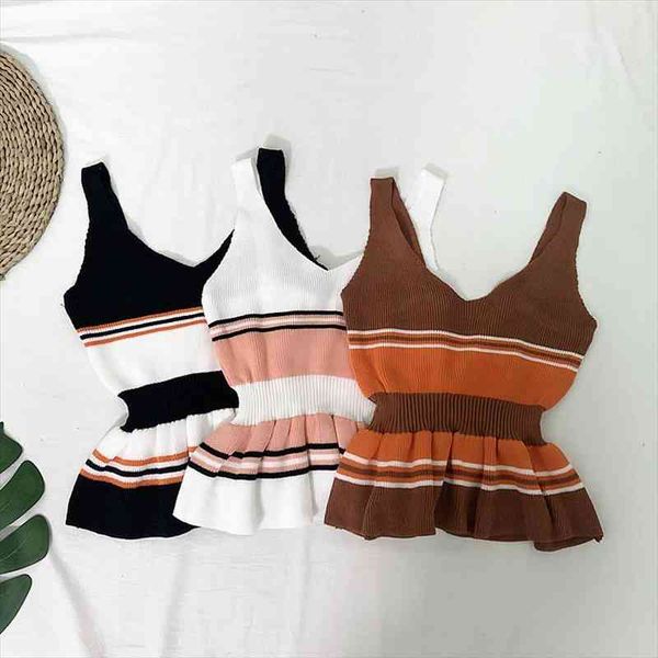 women patchwork striped crop knitted tank ladies high waist slim female night club camis summer, White
women patchwork striped crop knitted tank ladies high waist slim female night club camis summer, White