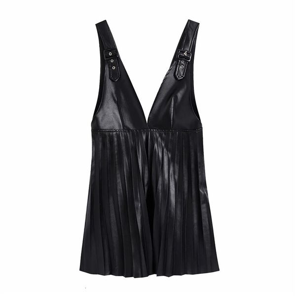 2021 new faux leather black pleated women vintage pinafore v neck mini skirt woman adjustable straps a line skirts wbab
2021 new faux leather black pleated women vintage pinafore v neck mini skirt woman adjustable straps a line skirts wbab