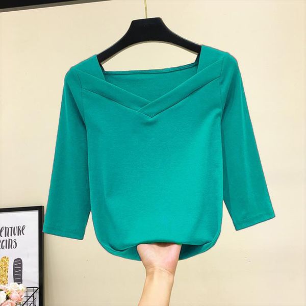 vintage t shirt woman black solid color half sleeve t shirt femme square collar ladies casual, White
vintage t shirt woman black solid color half sleeve t shirt femme square collar ladies casual, White
