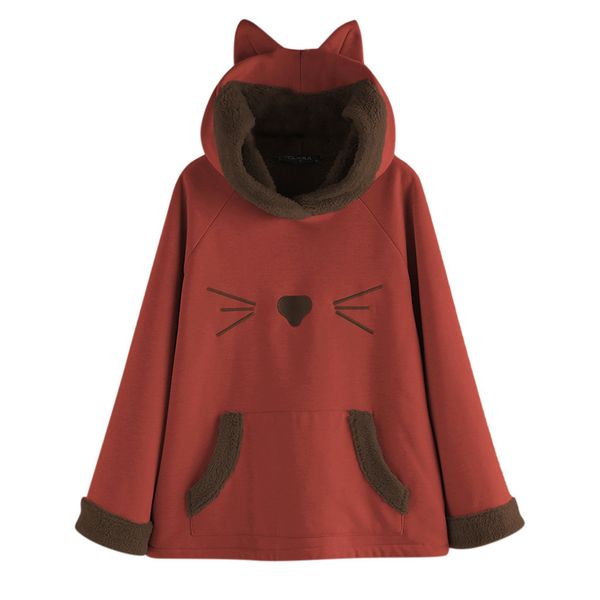 cat ear fleece hoodie sweatshirt plus size women cat print pockets plush hoodies winter thick jackets pullover harajuku coat lj201102, Black
cat ear fleece hoodie sweatshirt plus size women cat print pockets plush hoodies winter thick jackets pullover harajuku coat lj201102, Black