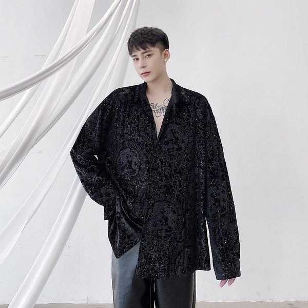 new male retro shirt stage show clothes men shiny vintage pattern velvet long sleeve casual shirt outerwear, White;black
new male retro shirt stage show clothes men shiny vintage pattern velvet long sleeve casual shirt outerwear, White;black