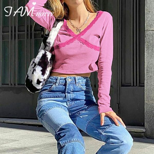 kawaii lace patchwork women's t-shirts harajuku cute pink long sleeve v neck cotton cropped tees girls autumn cloth iamy, White
kawaii lace patchwork women's t-shirts harajuku cute pink long sleeve v neck cotton cropped tees girls autumn cloth iamy, White