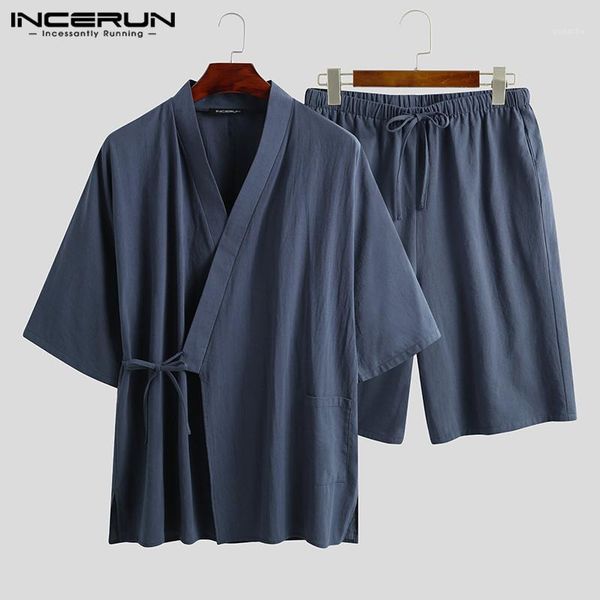 leisure pajamas sets cotton solid color lace up half sleeve v neck blouse casual shorts sleepwear mens nightwear suits incerun1, Black;brown
leisure pajamas sets cotton solid color lace up half sleeve v neck blouse casual shorts sleepwear mens nightwear suits incerun1, Black;brown