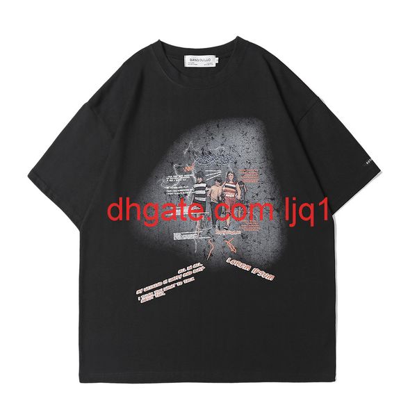 character print short sleeve t-shirt men's fashion brand round neck half sleeve street trend loose high street quarter sleeve, White;black
character print short sleeve t-shirt men's fashion brand round neck half sleeve street trend loose high street quarter sleeve, White;black