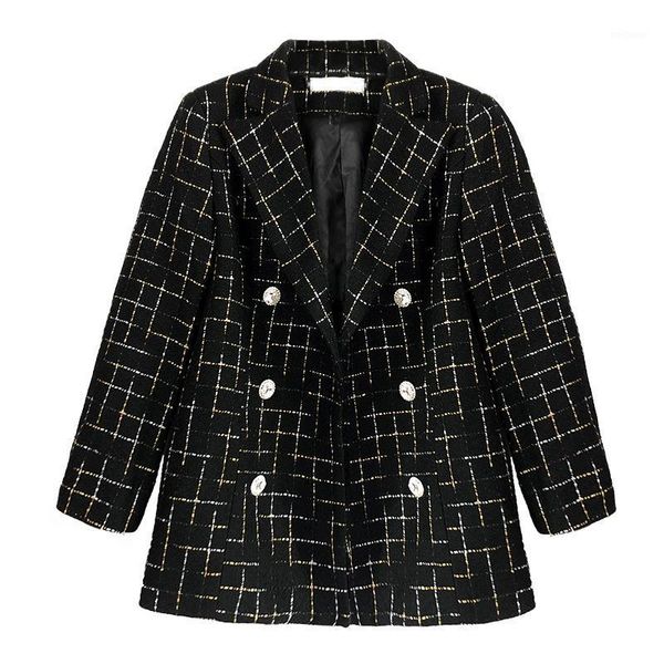autumnwomen's temperament casual check small suit female spring european and american retro students thick tweed jacket suit1, White;black 
autumnwomen's temperament casual check small suit female spring european and american retro students thick tweed jacket suit1, White;black