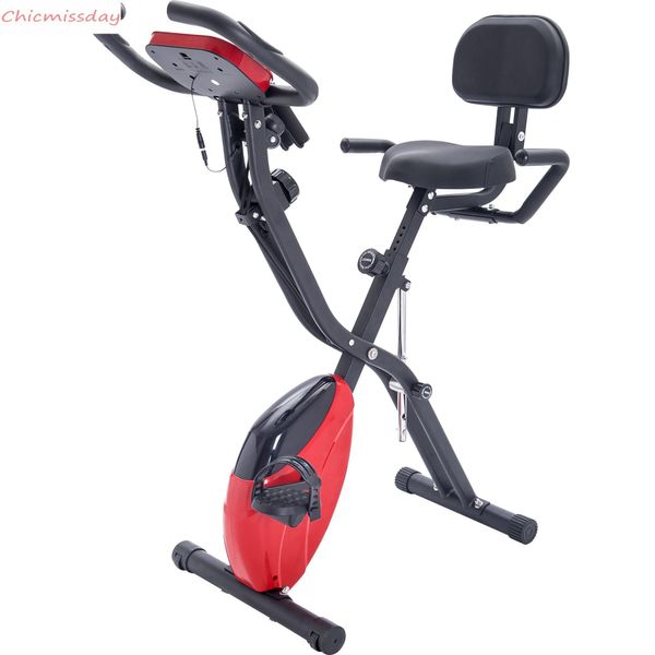 Us Stock Folding Exercise Bike Fitness Upright Recumbent X-bike With 10-level Adjustable Resistance, Arm Bands And Backrest Ms187237jaa