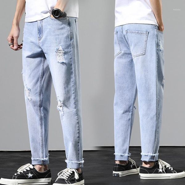 men's jeans all-match denim trousers light-colored pants men korean style trendy ripped loose young man fashion jeans1, Blue
men's jeans all-match denim trousers light-colored pants men korean style trendy ripped loose young man fashion jeans1, Blue