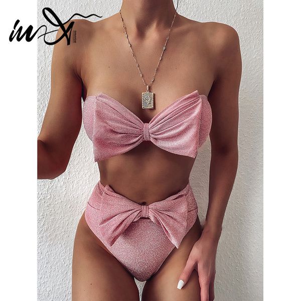 in-x bow pink bikini 2020 high waist swimsuit female shiny bandeau biquini micro swimwear women bathing suit two piece set y1120, White;black
in-x bow pink bikini 2020 high waist swimsuit female shiny bandeau biquini micro swimwear women bathing suit two piece set y1120, White;black