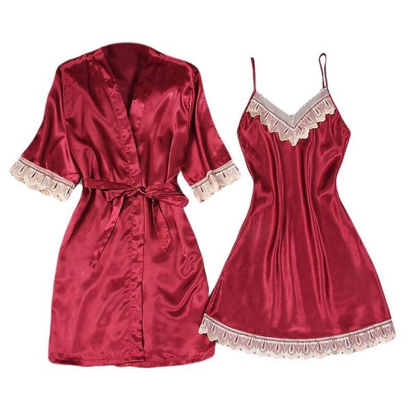 women's sleepwear women silky lace patchwork 2 piece kimono robe gown with sleeveless nightdress y3ne, Black;red
women's sleepwear women silky lace patchwork 2 piece kimono robe gown with sleeveless nightdress y3ne, Black;red