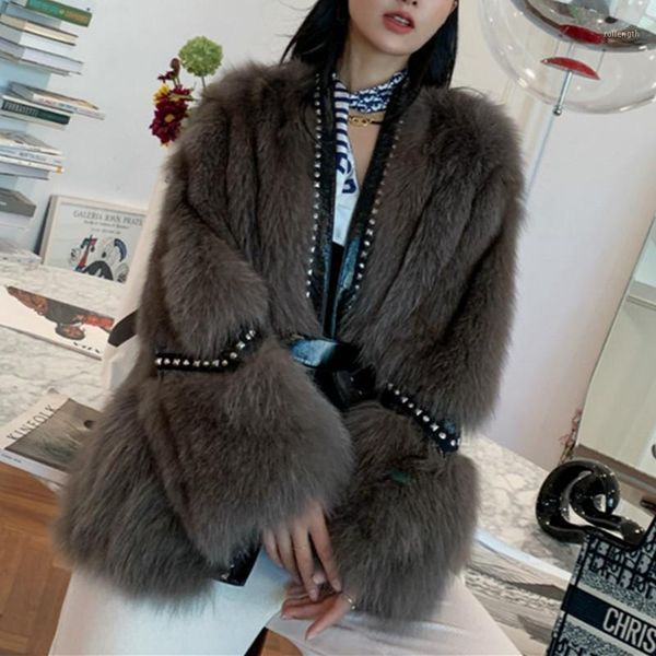 2020 new arrival designer real fur coat women genuine leather jacket studded winter warm lady overcoat outwear1, Black
2020 new arrival designer real fur coat women genuine leather jacket studded winter warm lady overcoat outwear1, Black
