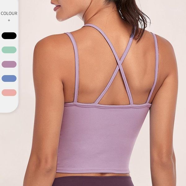 gym clothing tight yoga tank women's thin belt cross back running quick drying fitness clothes bra pad sports wear for women g, White;black
gym clothing tight yoga tank women's thin belt cross back running quick drying fitness clothes bra pad sports wear for women g, White;black