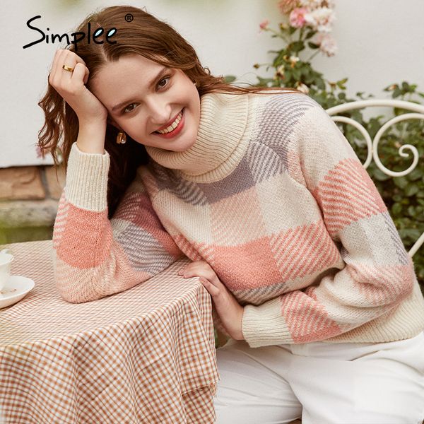simplee casual turtleneck plaid women sweater autumn winter long sleeve knitted sweater female streetwear ladies pullover jumper, White;black
simplee casual turtleneck plaid women sweater autumn winter long sleeve knitted sweater female streetwear ladies pullover jumper, White;black