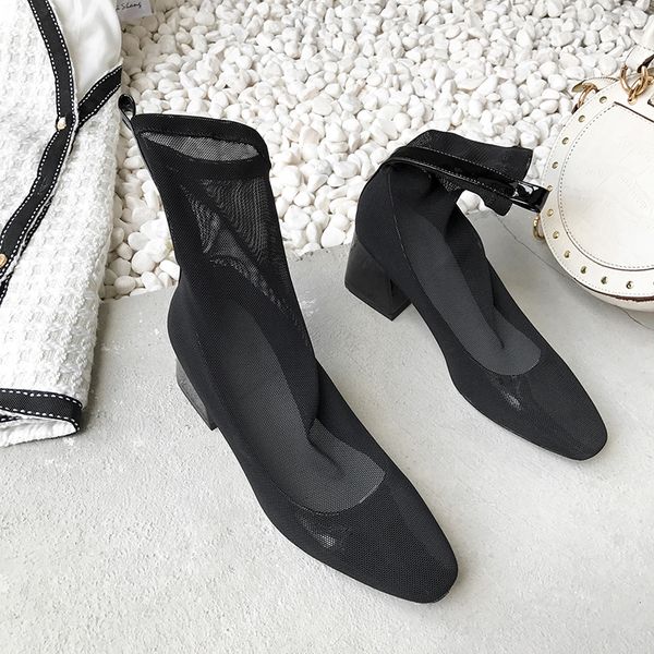 2020 summer boots knitted women breathable high fashion heels pointed to women's shoes, Black
2020 summer boots knitted women breathable high fashion heels pointed to women's shoes, Black