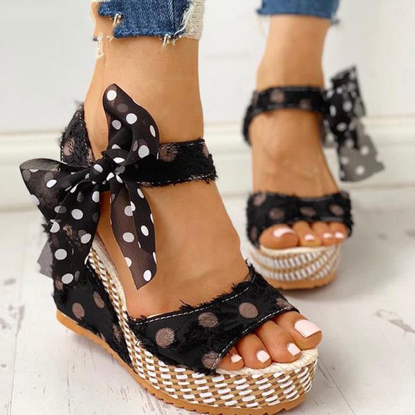sandals women dot bowknot design platform wedge female casual shoes ladies fashion ankle strap open toe footwear, Black
sandals women dot bowknot design platform wedge female casual shoes ladies fashion ankle strap open toe footwear, Black