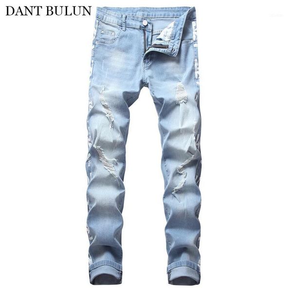 men's jeans for mens skinny elastic slim fit ripped hole denim male stretch disstressed side white printed men pants1, Blue
men's jeans for mens skinny elastic slim fit ripped hole denim male stretch disstressed side white printed men pants1, Blue