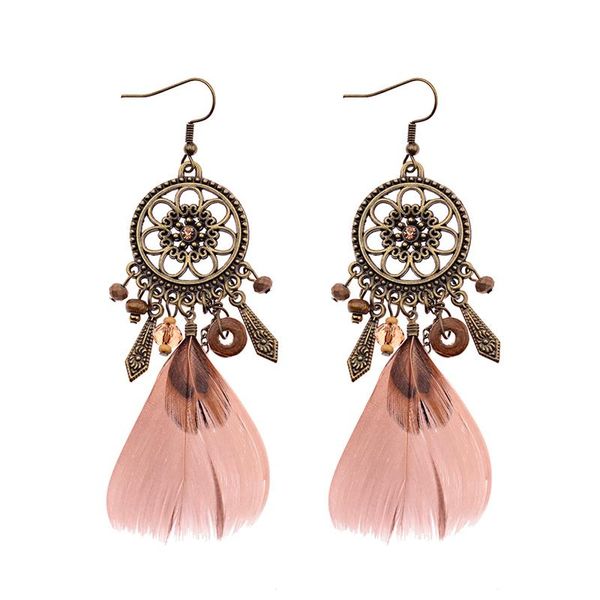 douvei 2020 new design bohemian boho hollow flower dream catcher round bead feather women hook earrings hqe423, Silver
douvei 2020 new design bohemian boho hollow flower dream catcher round bead feather women hook earrings hqe423, Silver