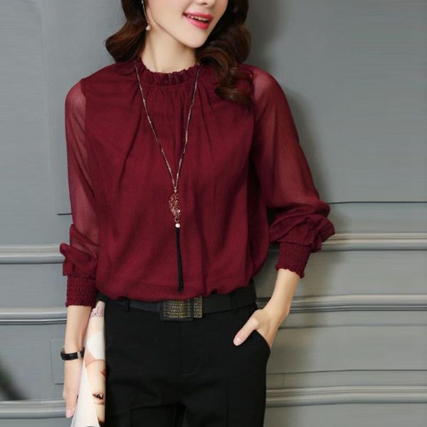 women's blouses & shirts blouse long sleeve lace women stand chiffon casual perspective bloes dames lange mouw katoen#g2, White
women's blouses & shirts blouse long sleeve lace women stand chiffon casual perspective bloes dames lange mouw katoen#g2, White