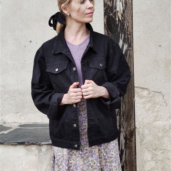 spring new black denim coat female loose vintage jeans jacket-music of the tide womens jackets 201126, Black;brown
spring new black denim coat female loose vintage jeans jacket-music of the tide womens jackets 201126, Black;brown