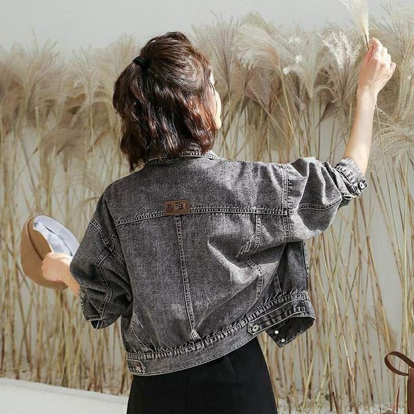 gray loose short denim jacket 2020 new spring autumn long sleeve holes women jean jacket fashionable women coats outerwear1, Black;brown
gray loose short denim jacket 2020 new spring autumn long sleeve holes women jean jacket fashionable women coats outerwear1, Black;brown