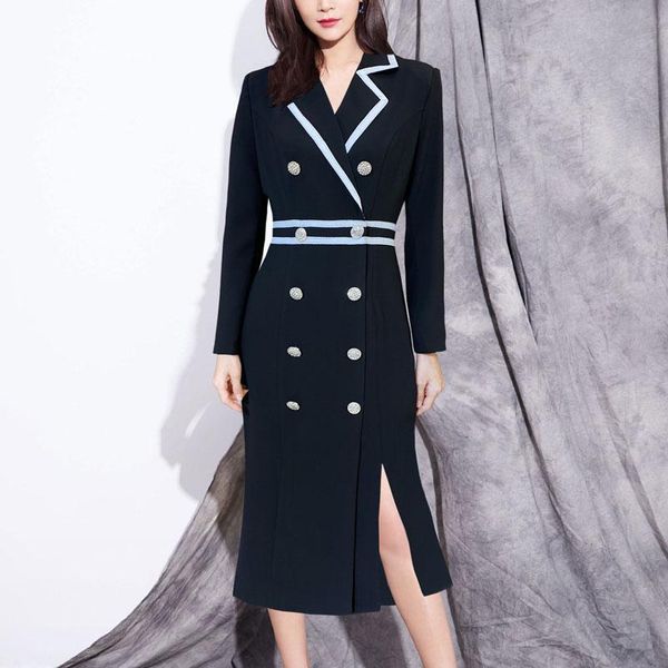 casual dresses 2021 fall style v-neck long sleeve double breasted slim fit elegant mid-length black dress ladies fashion, Black;gray
casual dresses 2021 fall style v-neck long sleeve double breasted slim fit elegant mid-length black dress ladies fashion, Black;gray