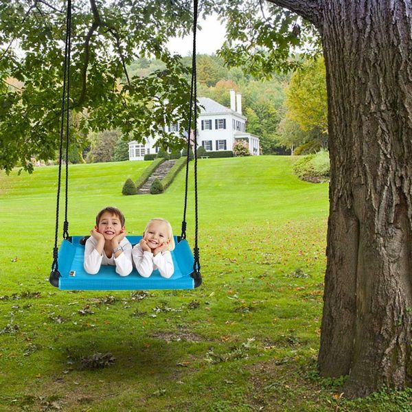 40" x 30" kids heavy-duty mat platform web swing with adjustable tree rope blue
40" x 30" kids heavy-duty mat platform web swing with adjustable tree rope blue